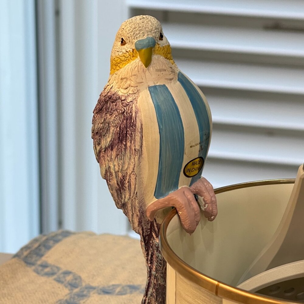 Bluebird Conservatory | MacKenzie-Childs Blue Striped Parrot Pot Climber – New - Picture 3 of 14